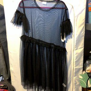 Sheer Black Abound Tunic Shirt Dress